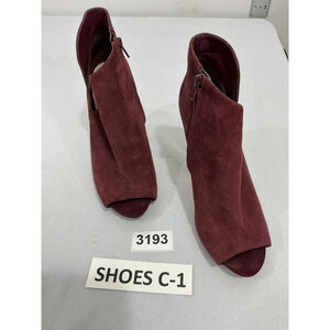 Womans Guess Maroon Peep Toe Zip Cut Out Stiletto Booties Size 9 M